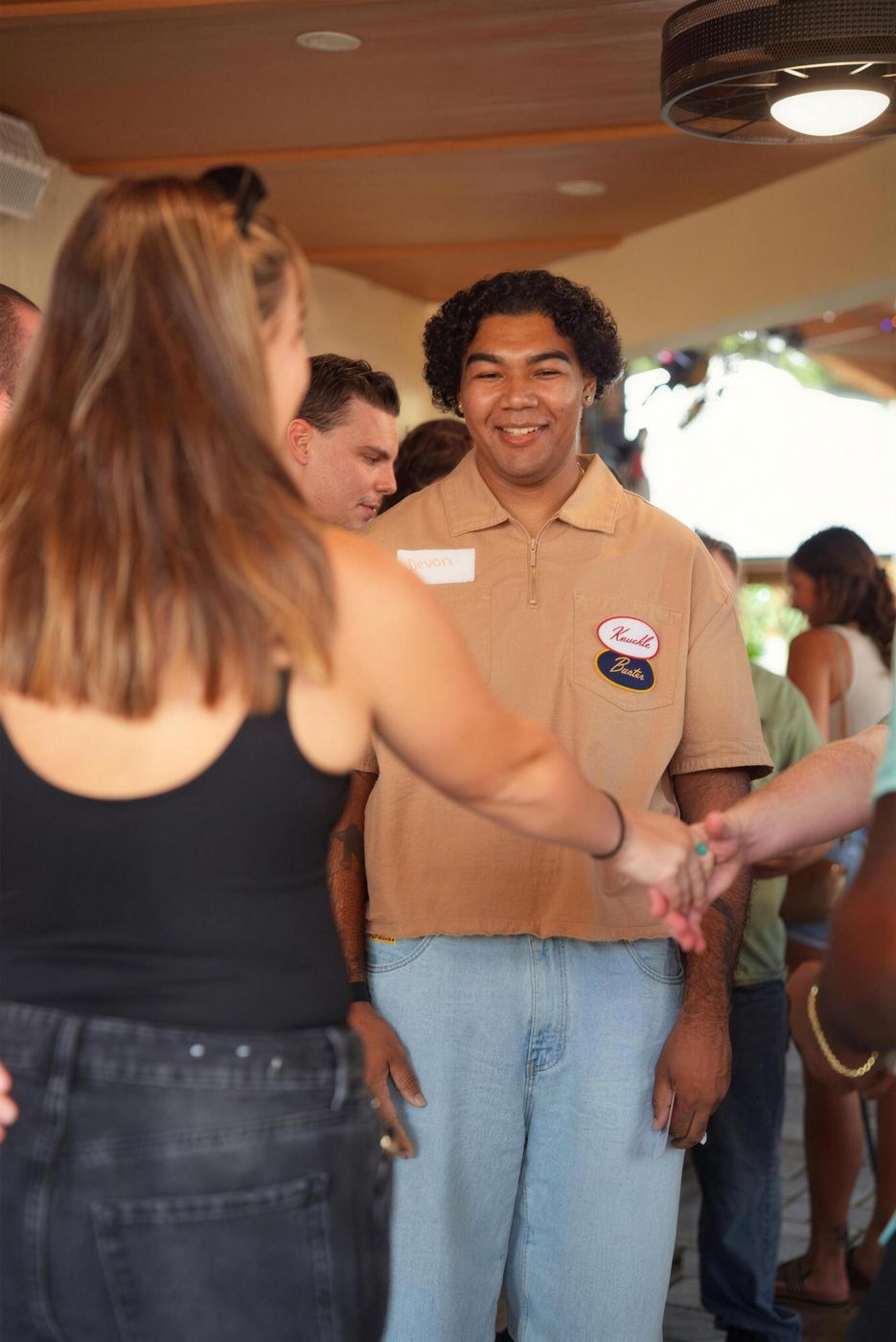 Two guests meeting at Single Social night one